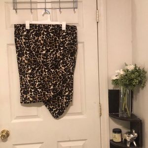 Leopard print asymmetrical pencil skirt